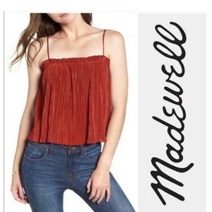 Madewell Burnt Orange Pleated Flyaway Tank Sz L
